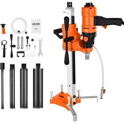 VEVOR Diamantkernbohrmaschine Kernbohrgerät, 202 mm max. Bohrdurchmesser, 2 in 1 Diamantbohrer 1500 W mit 4 Bohrern & einstellbarer Drehzahlen (1000 / 2500 U/min) für Beton Ziegel Stein