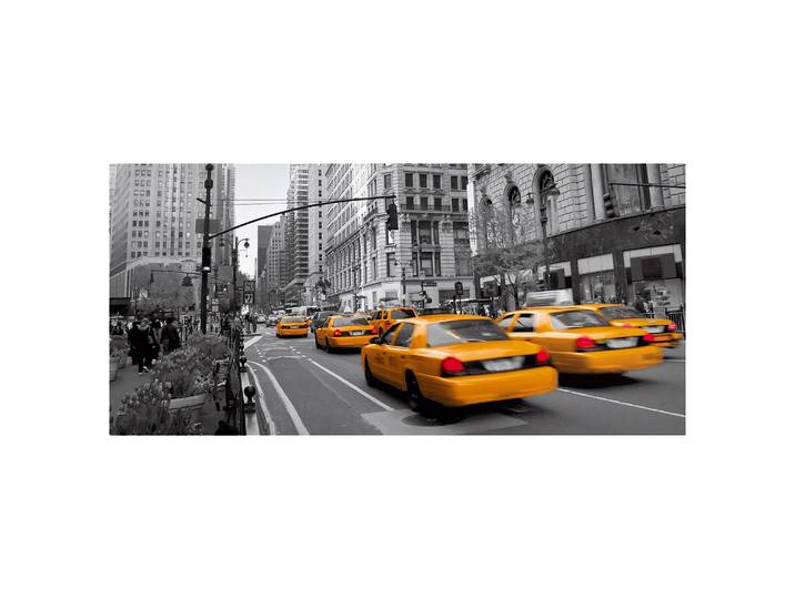 Tableau magnétique New York, New York ! Acier verni et film vinyle Œillets de suspension à l'arrière Beige 78 x 37 x 2cm