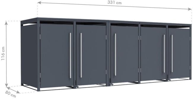 Westmann Abri pour poubelles Pedura 5 5x240L avec pédale Anthracite ; 50NRTH GmbH (WMJGBF214LH-5)