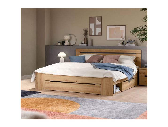 Bett Canu Grau /Eiche Artisan Dekor 180x200cm