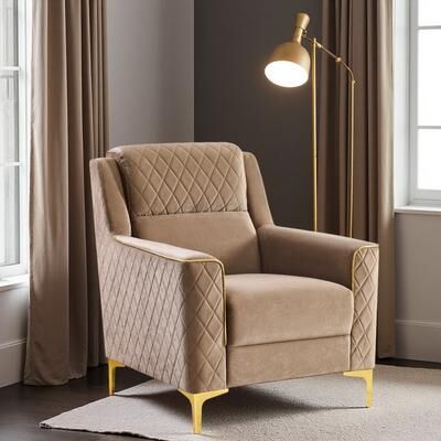 ZWYO HOSIMU 36.2in Fabric Upholstered Accent Chair with Pocket Coil Cushioning Solid Birch Wood Frame Modern Living Room Furniture