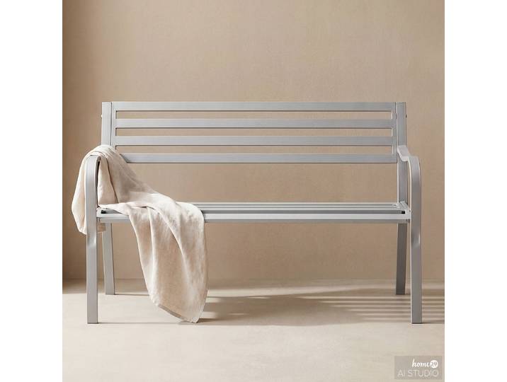 Gartenbank Sophy Stahl, pulverbeschichtet Silber/Silber 128 x 81 x 56cm