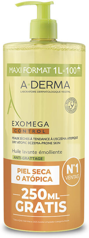 A-Derma Huile de douche émolliente Exomega Control 1000 ml