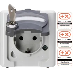 Kopp 104156001 BLUE ELECTRIC - Schutzkontakt-Steckdose mit Klappdeckel und Sicherheitsschloss (Nr. 7), Farbe: grau
