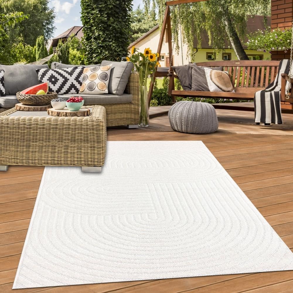 Teppich-Traum Modern Gestreept Vloerkleed voor Binnen en Buiten, Rechthoekig, Polypropyleen en Polyester