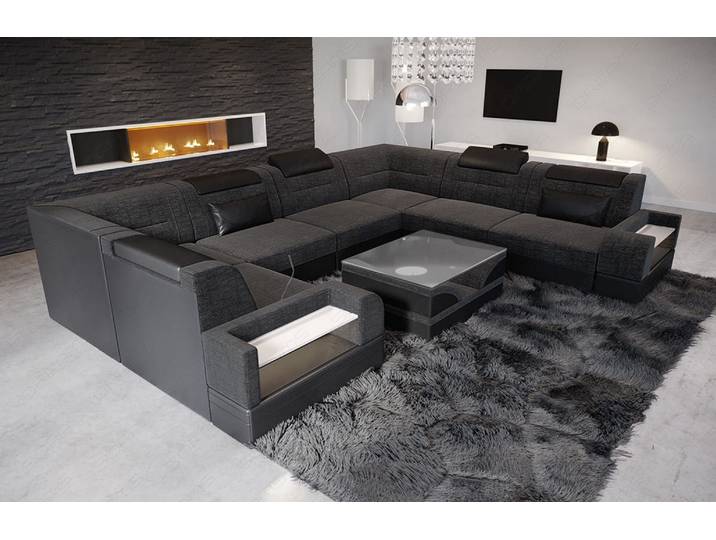 Wohnlandschaft Trivento U-Form aus Stoff