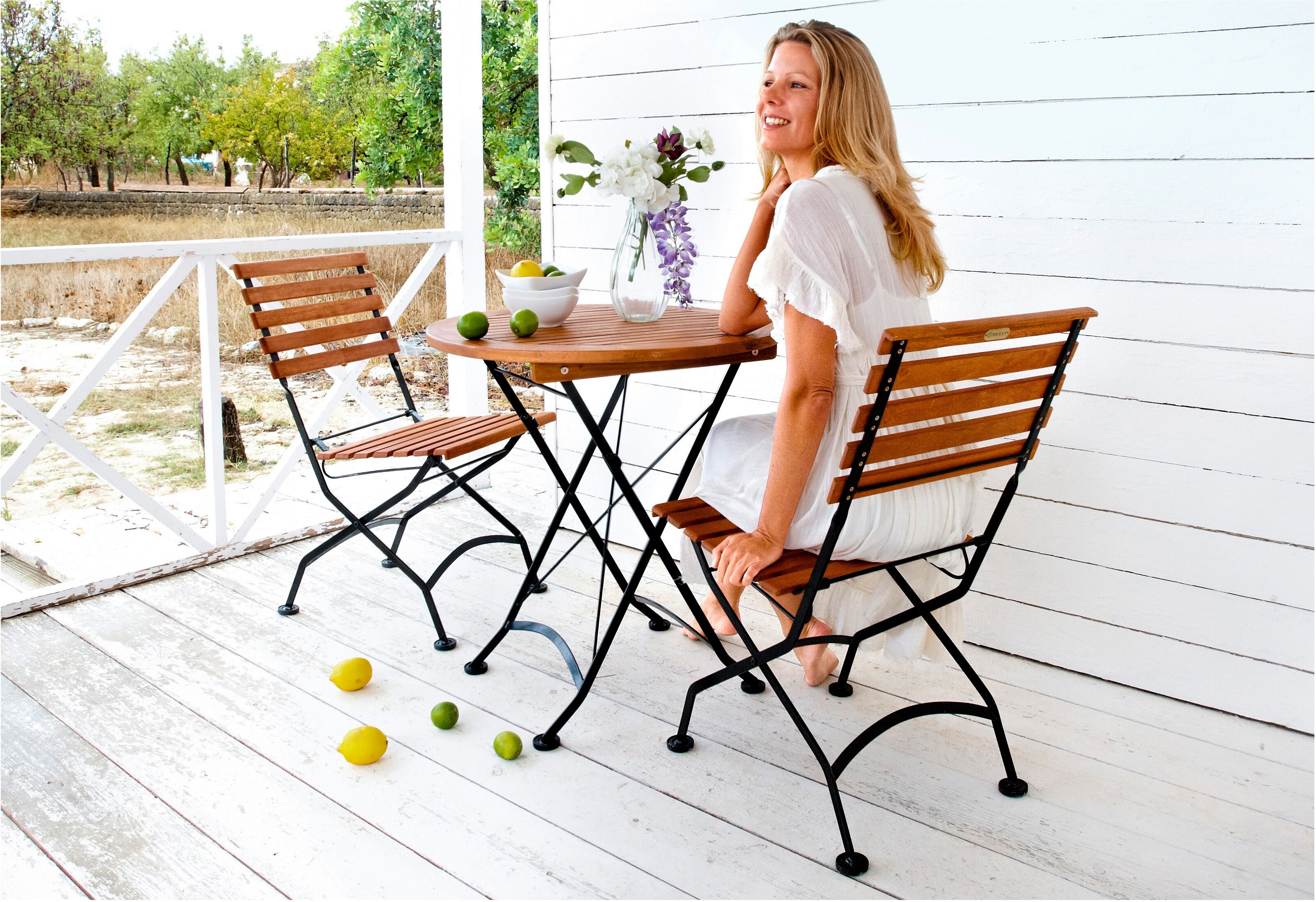Balkonset MERXX "Schlossgarten", beige (natur), Sitzmöbel-Sets, Balkonset natur Einheitsgröße