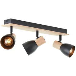 Brilliant, Deckenstrahler, Daintree Spotbalken 3-flammig holz/schwarz Metall/Holz 3x D45, E14 (E14)