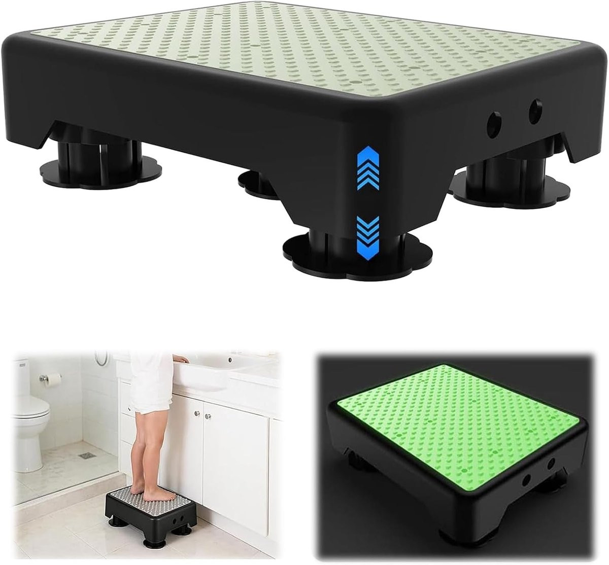 Lexium Store Loopkruk voor volwassenen - Wit - 3 hoogtes verstelbare antislip opstapkruk tot 250 kg - Stevige instaphulp voor binnen en buiten