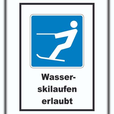 HB-Druck Wasserski fahren erlaubt Symbol und Text A2 (420x594mm)
