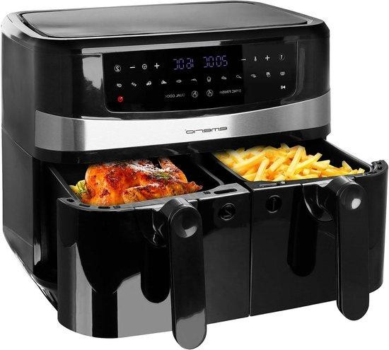 Emerio Dubbele Heteluchtfriteuse met Smart Finish Functie, 10 Liter, Zwart
