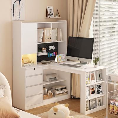 Aura Modern Corner Desk,Home Office Desk,L-Shaped Study Table Writing Desk,Corner Gaming Computer Desk with Storage