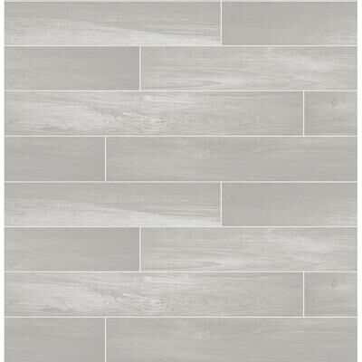 Brewster Nika Grey Sleek Wood Wallpaper - 20.5in x 396in x 0.025in