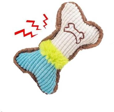 Uplift Treasures Squeaky Plush Bone Dog Chew Toy Dental Play Toy blue White m