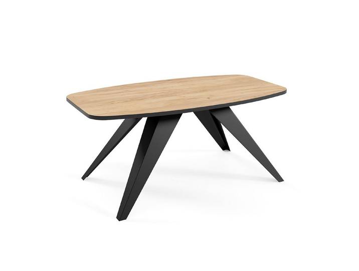 Feldmann-Wohnen Couchtisch Luna (runde Tischplatte, Metallgestell, 1-St., pulverbeschichtetes Gestell, besonders attraktiv, schlicht elegant), 120x60x48cm Sonoma Eiche