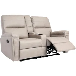 2er Kinosessel MCW-K17, Relaxsessel Fernsehsessel Sofa, Nosagfederung Getränkehalter Fach ~ Stoff/Textil hellgrau