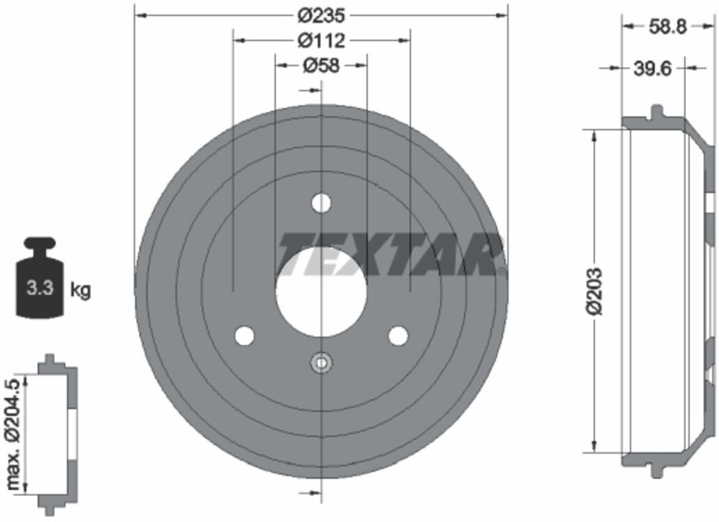 Tambour de frein TEXTAR 94035600
