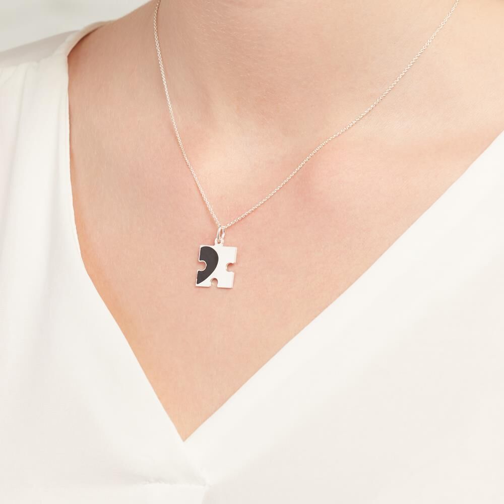Unique Silber Partneranhänger Puzzleteil teillackiert silber