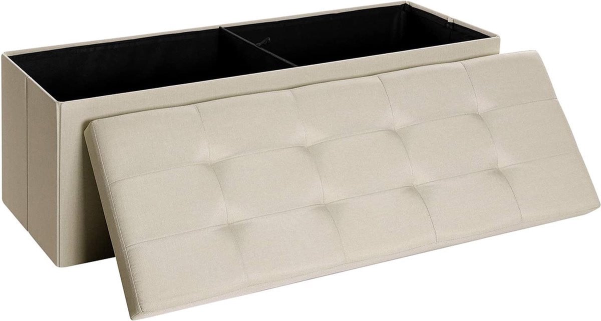 Courchevel Bank met opbergruimte - Zitkist in beige imitatielinnen - 120 L