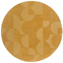 Eleganter Wollteppich `Deben Noah` -, Rutschfest. Farbe: Senfgelb, 160x160 cm | Kadima Design