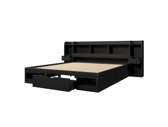 Lit plateforme en pin noir 180x200 cm