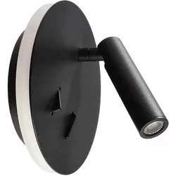 Deko-Light LED Wandleuchte BRAHE IV, indirekt, mit LED Lese-Spot, 8.5W 3000K 490lm 25°, getrennt schaltbar, verkehrsschwarz D-341243