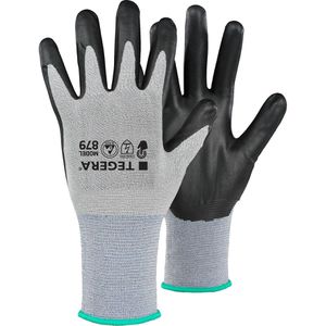 Tegera Arbeitshandschuhe 879, Nitril-Beschichtung, grau, Größe 8 / M, 6 Paar
