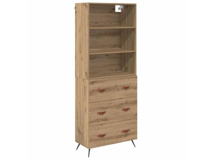 GHVBNMF Highboard Artisan-Eiche 69,5x34x180 cm Holzwerkstoff Modernes Design für Wohnzimmer und Esszimmer mit viel Stauraum, stabilen Brettelementen und edlen Kunstledergriffen.
