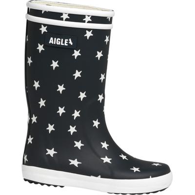 Gummistiefel AIGLE "Lolly-Pop Play 2 Sterne", Mädchen, Gr. 24, blau (marineblau, weiß), Obermaterial: 100% Naturkautschuk NaRubber., Schuhe Gummistiefel