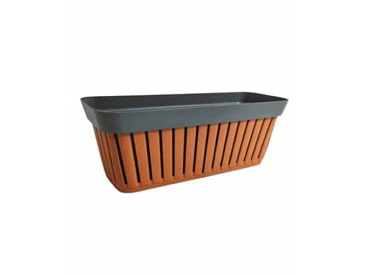ECOPLAST S.r.l. Kreta Terracotta/antraciet bloembak 40 cm, zoals afgebeeld