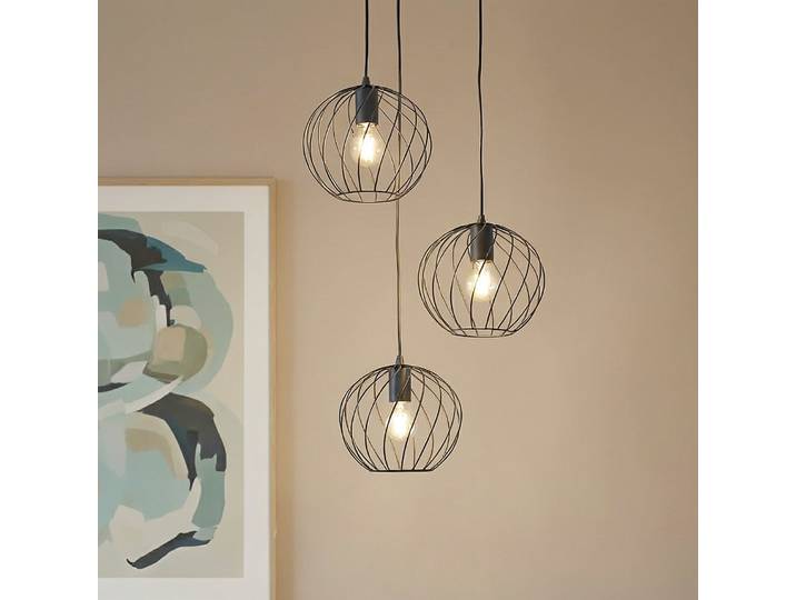 Danika Round Pendelleuchte Ø50 Schwarz - Lindby - Wohnzimmer - Modern - Metall - Mehrflammig