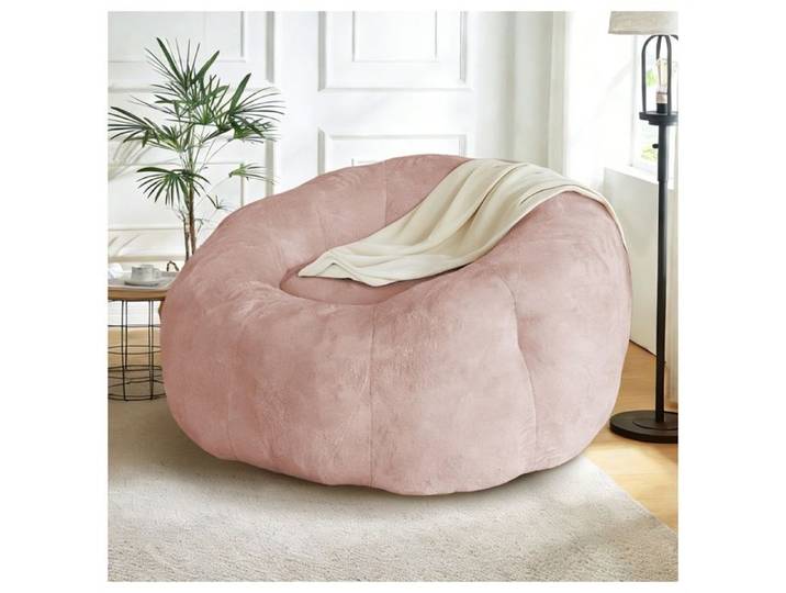 Pouf géant rond rose pour salon et chambre - Fauteuil poire grand confort - Siège lounge décontracté et stable