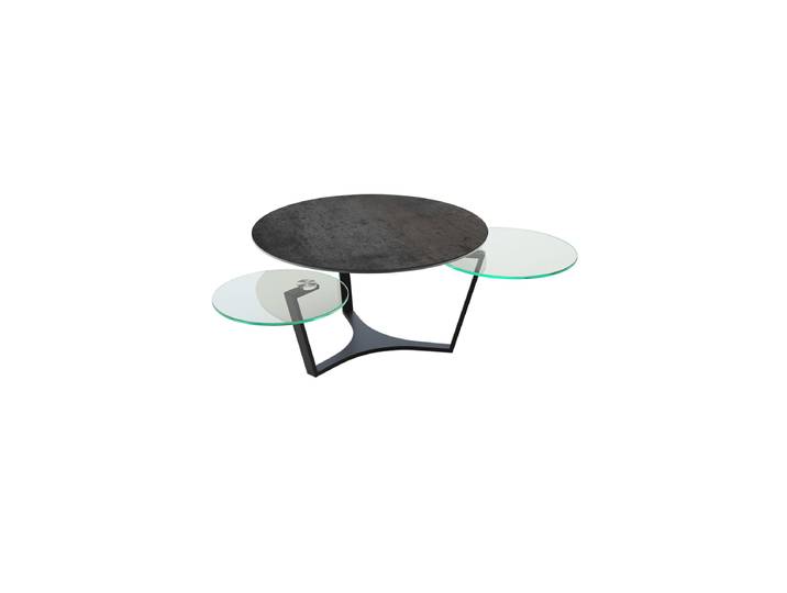 Ausziehbarer, flexibler Design Keramik Couchtisch „Safran“ Rostbraun/Schwarz Akante Design