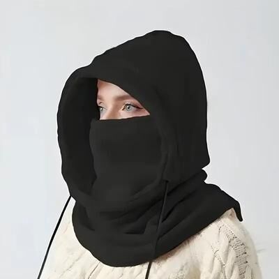 Uplift Essentials Unisex Winter Balaclava Knit Hood   Windproof Mask & Headgear For Cold Weather black