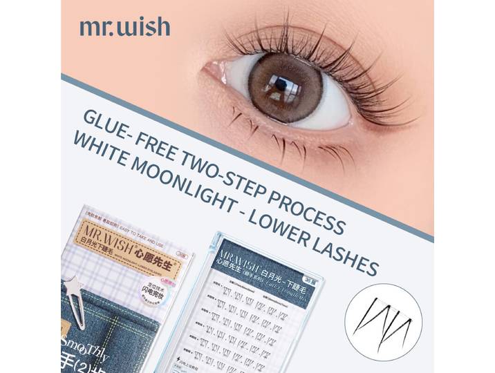 MR.WISH Cils Inférieurs Pratiques Sans Colle White Moonlight Plus Pack De Stock (84 Grappes)