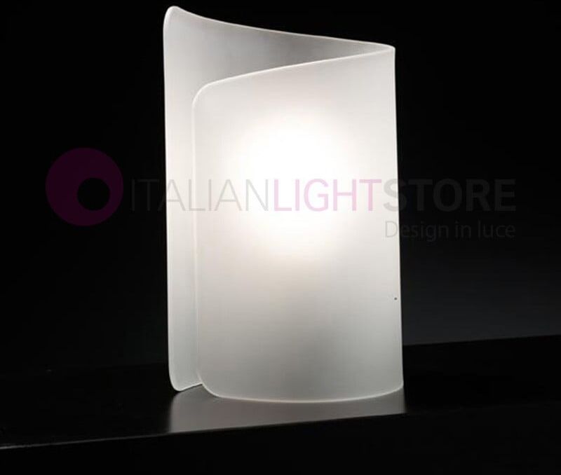 Papiro Lampada Da Appoggio Cristallo Curvato D.15 Design Moderno - Satinato