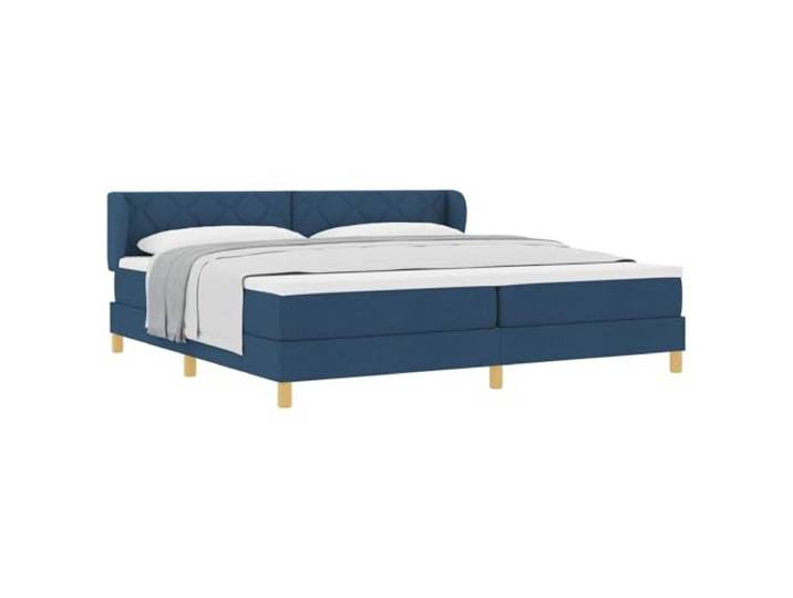 PUGYNBK Boxspringbett, Blau, 200 x 200 cm, Stoff Verstellbares Kopfteil, Kiefernholz, gefederte Federn, Pfostenbeine