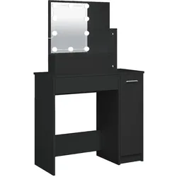vidaXL Schminktisch mit LED Schwarz 86,5x35x136 cm