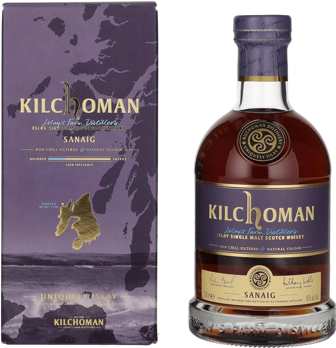 Kilchoman SANAIG Islay Single Malt Scotch Whisky 46% Vol. 0,7l in Geschenkbox