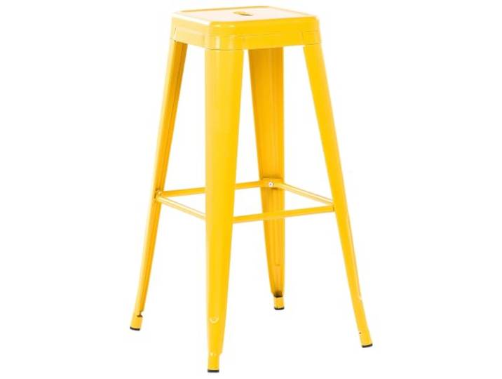Beliani Hocker 2er Set in industriellem Stil Metall gelb 76 cm Cabrillo