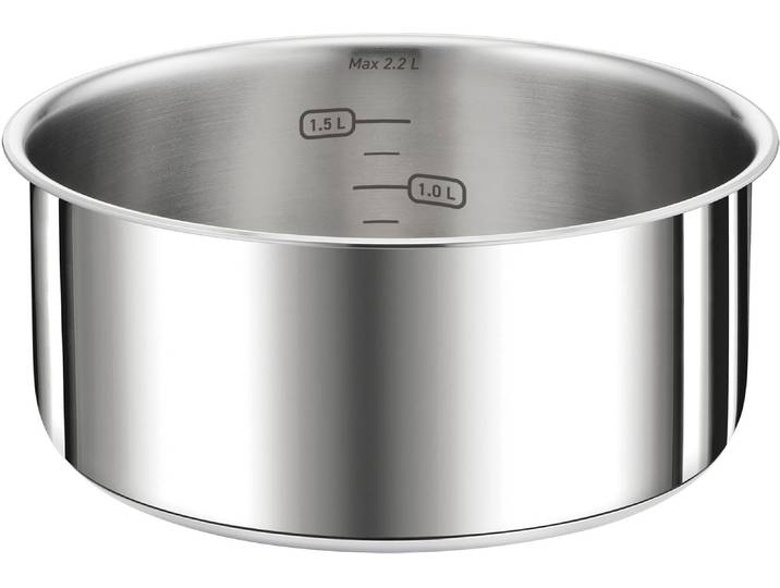 Kasserolle TEFAL Ingenio Preference , edelstahlfarben, H:9,42cm Ø:18cm, Töpfe, Kasserolle, stapelbar, unbeschichtet, 18/10-Edelstahl, hochglanzpoliert