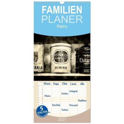 Familienplaner 2027 - Retro mit 5 Spalten (Wandkalender, 21 x 45 cm) CALVENDO