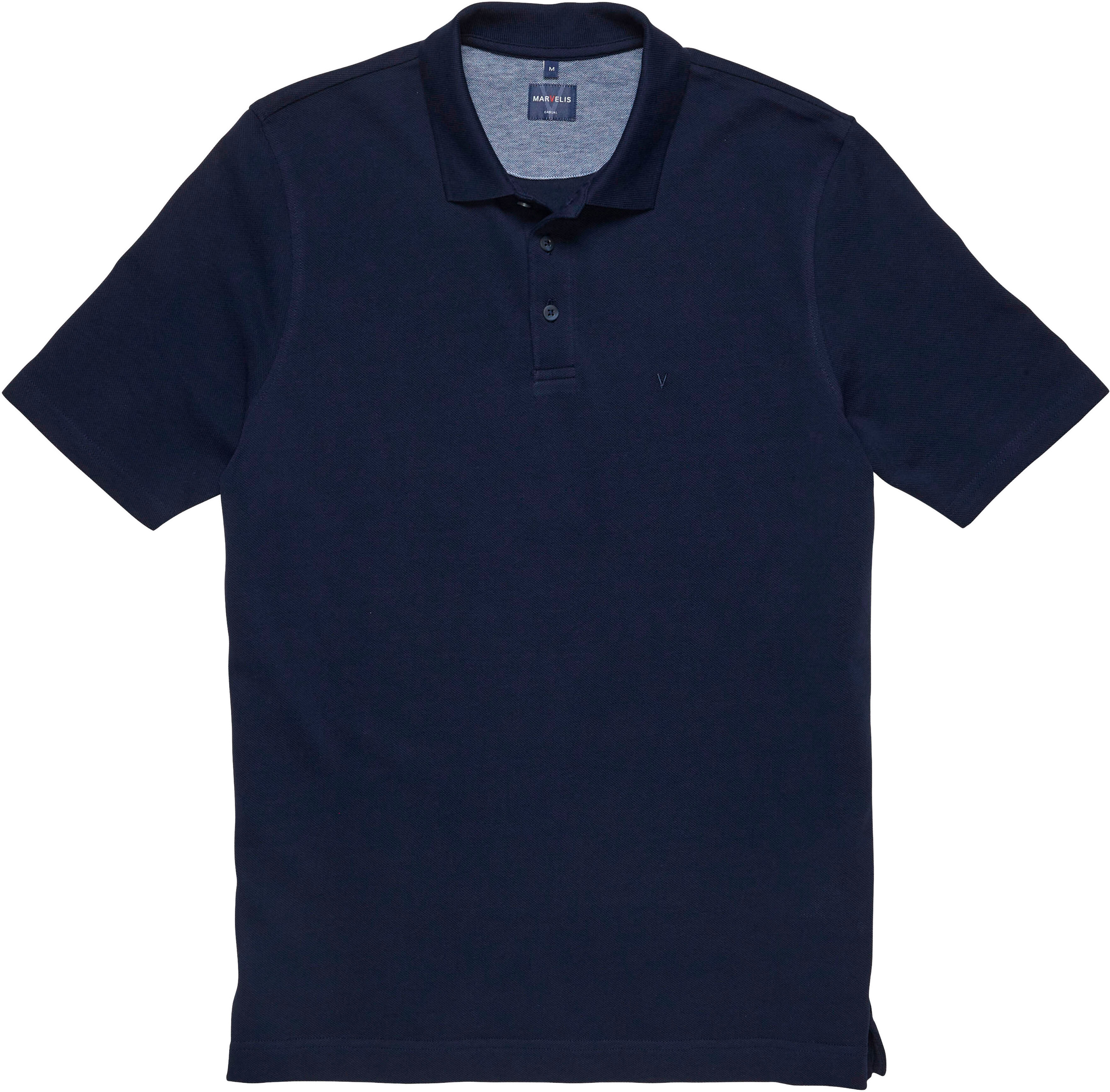 Poloshirt MARVELIS, Herren, Gr. M, blau (marine), Piqué, Obermaterial: 100% Baumwolle, normal normal, Shirts Poloshirt, Pique, normale Passform marine M