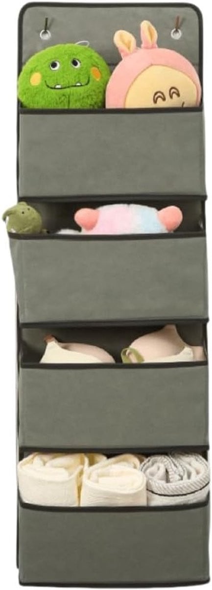 Vouwbare Opberg Organizer voor Achter de Deur met 4 Vakken voor Kleding en Accessoires, Grijs