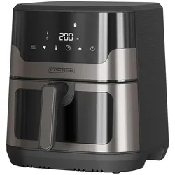 Black & Decker Black+Decker, Heissluftfritteuse, 1700W, 8 Programme, 8-9 Personen, Fritteuse, Grau, Schwarz