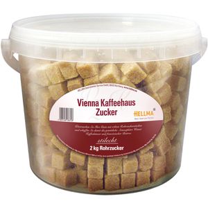 Hellma Zucker Vienna Kaffeehaus brauner Rohrzucker, Würfelzucker, im Eimer, 2kg