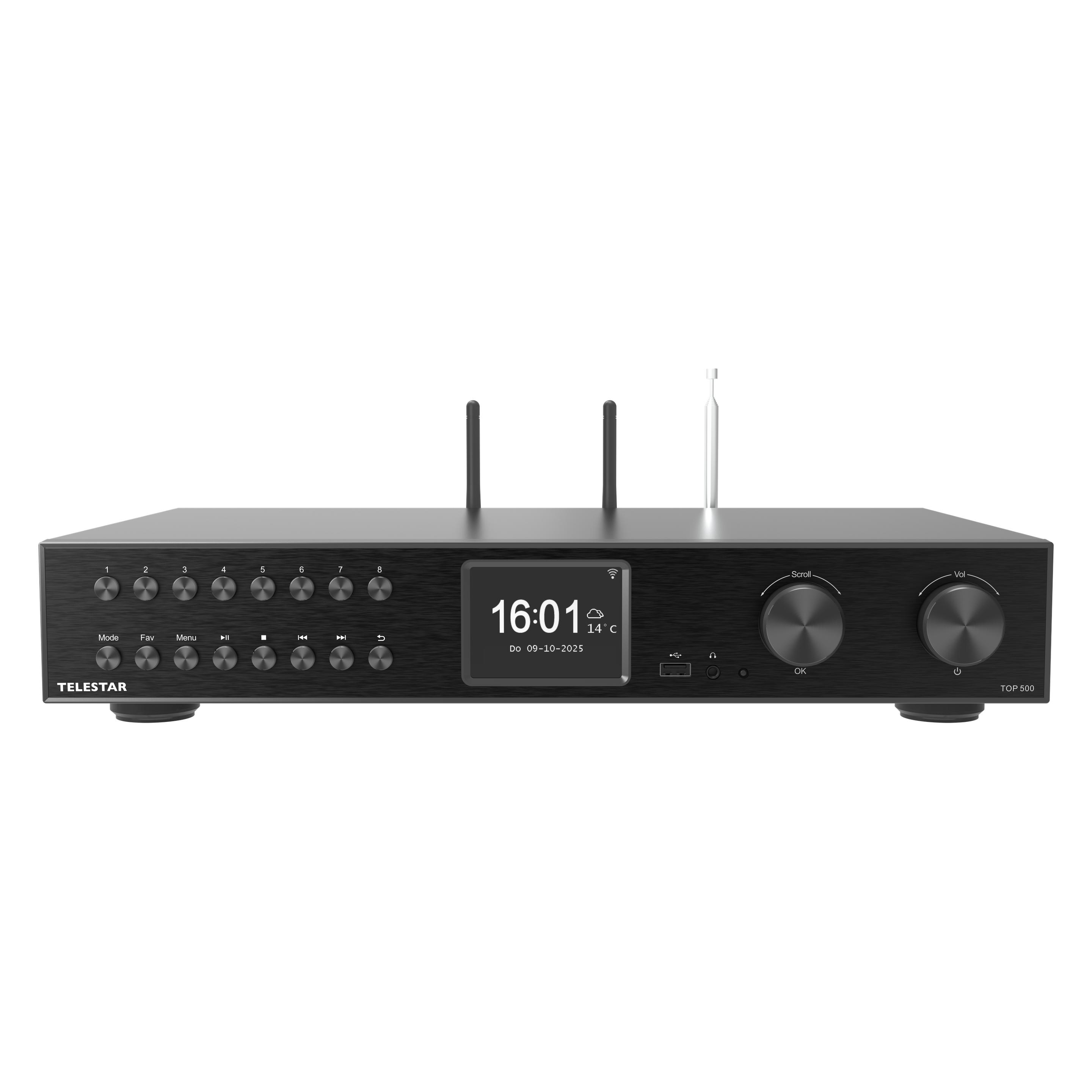 Telestar TOP 500 sw HiFi-Tuner 43cm,Internet/DAB+/UKW,Streaming,BT,HM (Radio Tuner) (5700500)