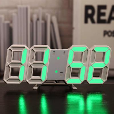 Universal Stock LED Digital Clock With Alarm, Temperature Display & Adjustable Brightness For Wall Or Desk green