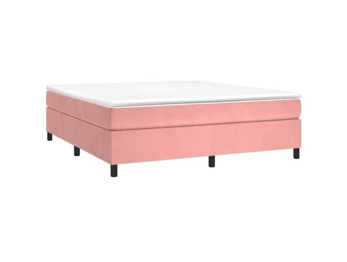 BEAU Lit double，Lit adulte - Cadre de lit à lattes - rose - 160x200 cm - velours - 2 places[32931]