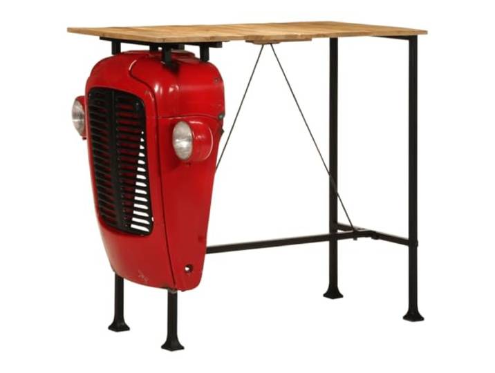 GHVBNMF Bartisch Traktor Rot Braun 120x55x107 cm Massivholz Mango Rustikaler Stehtisch im Industrie-Design aus echtem Mangoholz und Stahl für Küche Esszimmer und Partykeller.